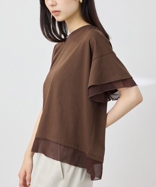 NAVY tシャツ 半袖 SARARI 接触冷感 UVカット シフォンドッキング