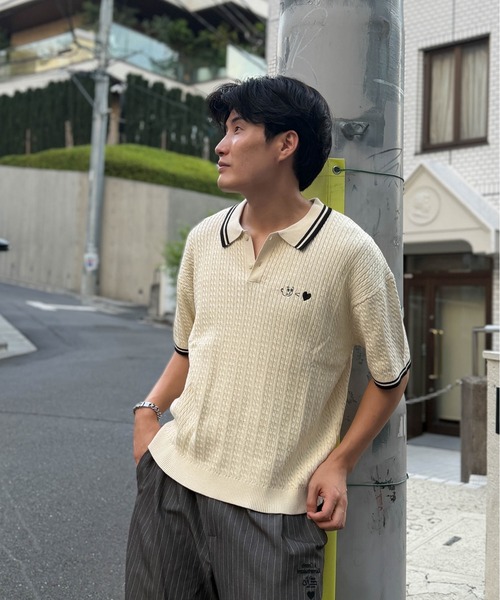 kaoyorinakami ポロシャツ 半袖 knit polo/ カオヨリナカミニット