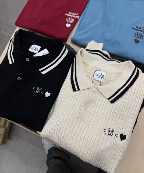 kaoyorinakami ポロシャツ 半袖 knit polo/ カオヨリナカミニット