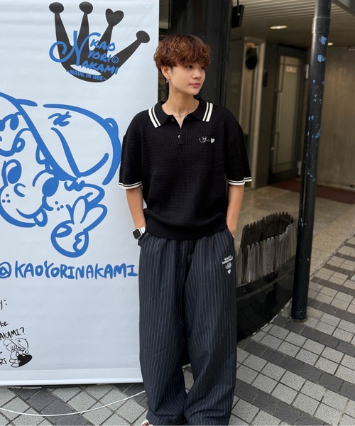 kaoyorinakami ポロシャツ 半袖 knit polo/ カオヨリナカミニット