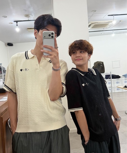 kaoyorinakami ポロシャツ 半袖 knit polo/ カオヨリナカミニット