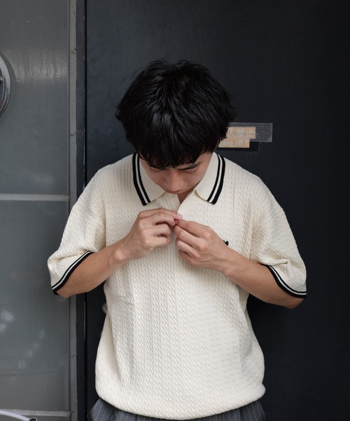 kaoyorinakami ポロシャツ 半袖 knit polo/ カオヨリナカミニット
