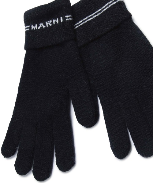 MARNI マルニ 手袋 グローブ レディース キッズサイズ ブラック 黒 MARNI（マルニ） 手袋 入学式 Kids ＆ Junior ロゴニットグローブ手袋