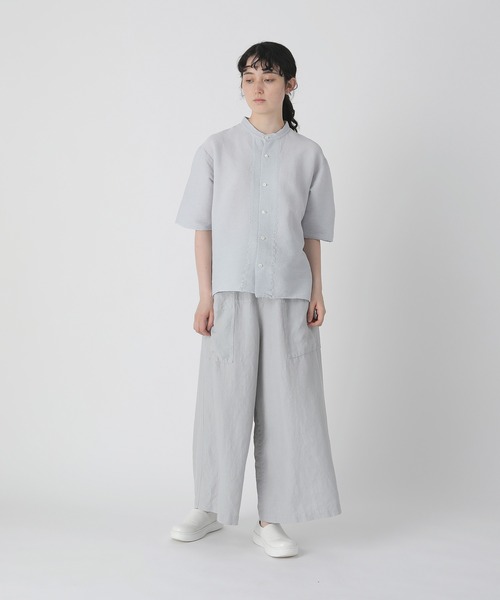 Plantation（プランテーション） 半袖ブラウス M size ライトブルー 