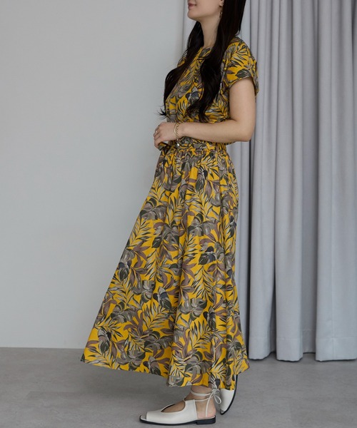 「PREFERIR」 半袖ワンピース LARGE イエロー レディース_画像5