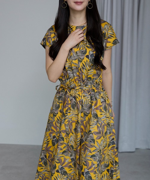 「PREFERIR」 半袖ワンピース LARGE イエロー レディース_画像8