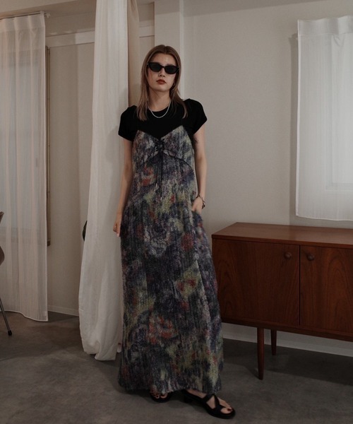 ドレス WOVEN PATTERN FLOWER DRESS