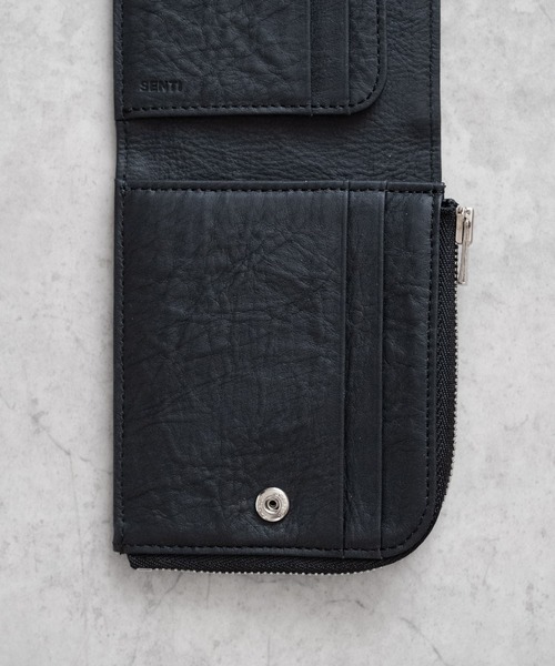 SENTI（センティ） ミニ 財布 Dyneema Leather BIFOLD ZIP WALLET 超
