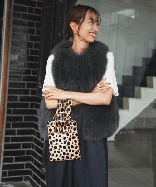 LERET.H サックカレXS レオパード柄 ハンドバッグ LERET.H（ルレアッシュ） ハンドバッグ サックカレ XS LRT-101