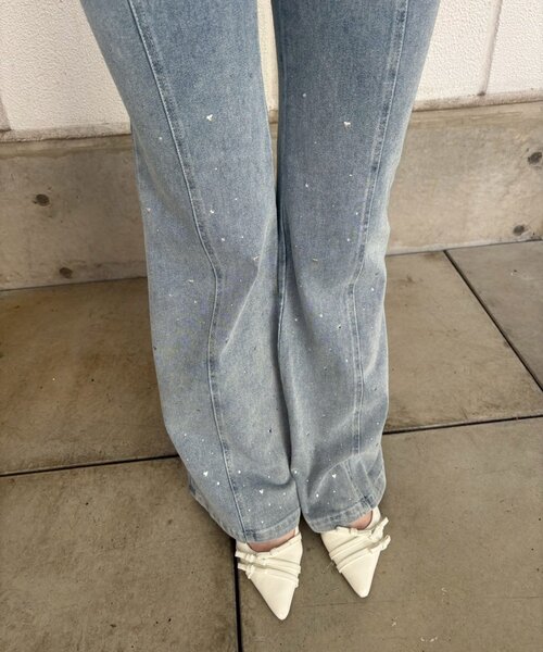 「continuer de NICE CLAUP」 ブーツカットデニムパンツ MEDIUM ブルー レディース_画像4