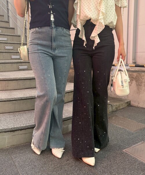 「continuer de NICE CLAUP」 ブーツカットデニムパンツ MEDIUM ブルー レディース_画像5
