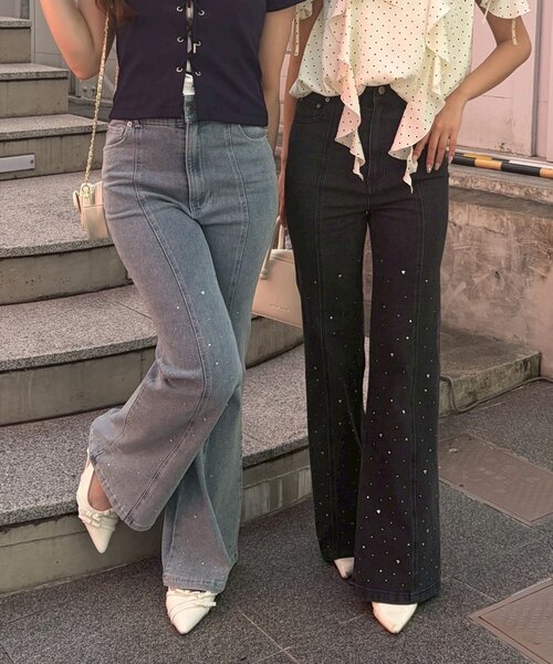 「continuer de NICE CLAUP」 ブーツカットデニムパンツ MEDIUM ブルー レディース_画像6