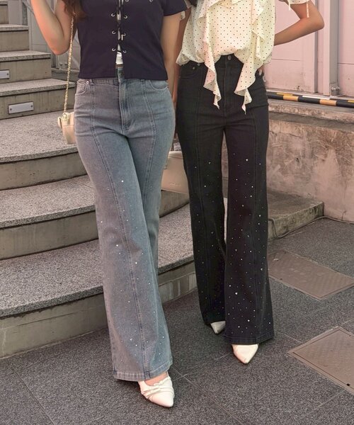 「continuer de NICE CLAUP」 ブーツカットデニムパンツ MEDIUM ブルー レディース_画像7