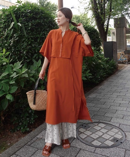 CORNERS（コーナーズ） シャツワンピース スラブジョーゼットカフタン