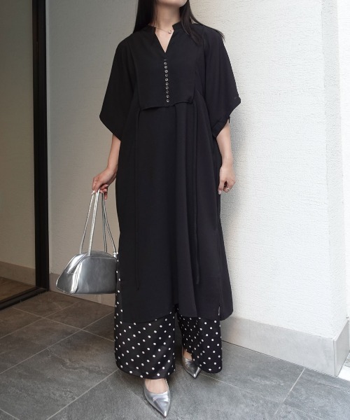 CORNERS シャツワンピース スラブジョーゼットカフタンシャツ