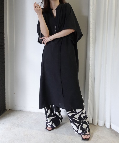 CORNERS（コーナーズ） シャツワンピース スラブジョーゼットカフタン