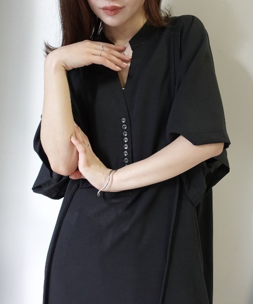 CORNERS（コーナーズ） シャツワンピース スラブジョーゼットカフタン