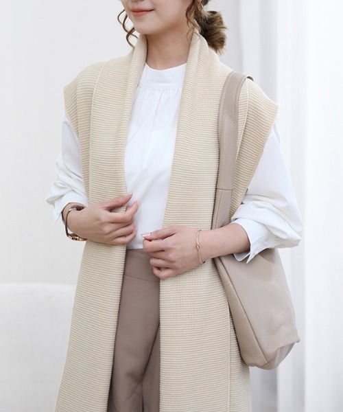 ベスト ジレ Iラインロングニットベスト レディース : ZOZOTOWN