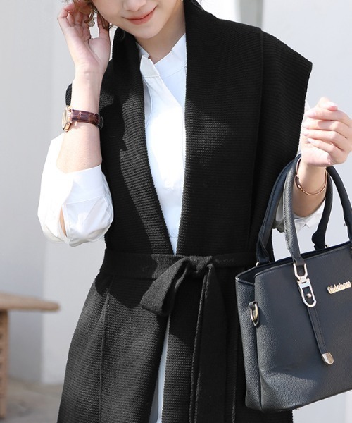 ベスト ジレ Iラインロングニットベスト レディース : ZOZOTOWN