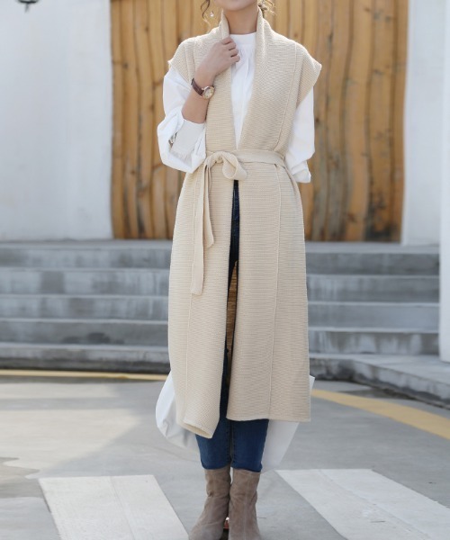 ベスト ジレ Iラインロングニットベスト レディース : ZOZOTOWN Yahoo