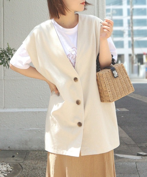 Isn't She？（イズントシー） ベスト ジレ リネンミックスノーカラー