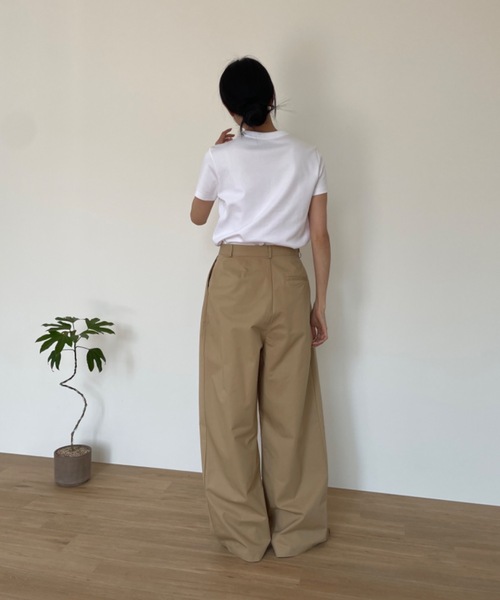 BLAMINK タックテーパード パンツ スラックス チノパン コットン コットンモヘアウールタックテーパードパンツ - Licavou shopping