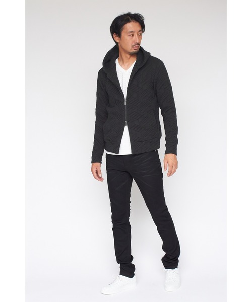 【新品・未使用】モダンキルトシャギーパーカー HIGH STREET パーカー STREET∴キカ柄キルトジャガードZip