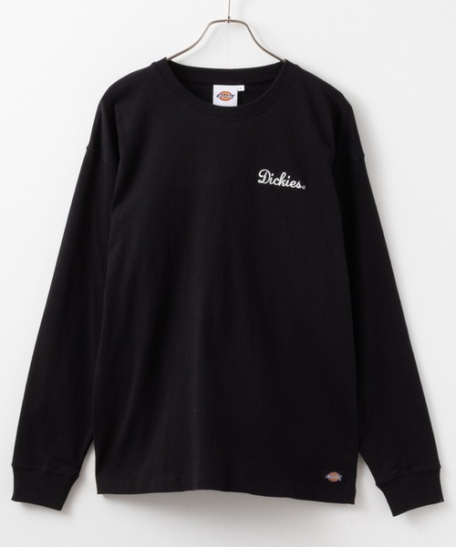 Dickies Classic スタンダード 長袖 Tシャツ Black 送料込み Dickies tシャツ 別注バックロゴ刺繍ロングスリーブTシャツ