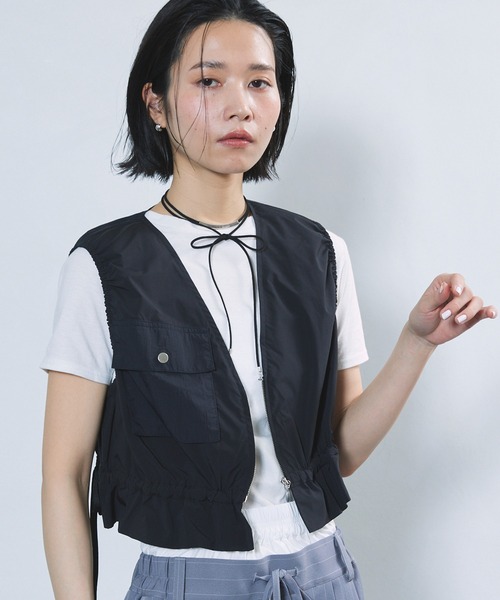 ベスト ジレ Firsthand/ファーストハンド Reポリエステル ギャザーショートジレ / ベスト レディース Firsthand ベスト ジレ Firsthand/ファーストハンド Re