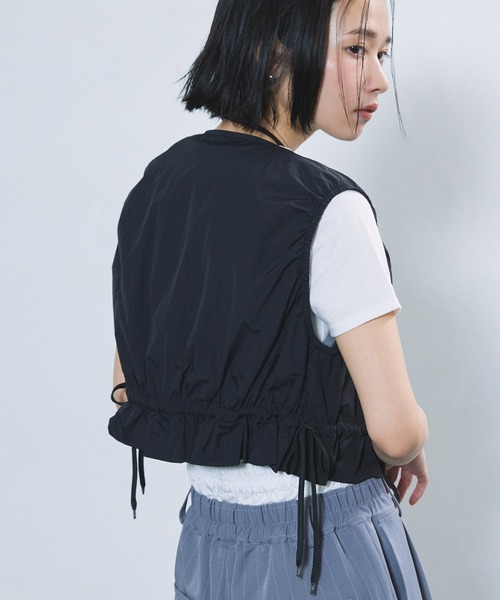 ベスト ジレ Firsthand/ファーストハンド Reポリエステル ギャザーショートジレ / ベスト レディース Firsthand ベスト ジレ Firsthand/ファーストハンド Re