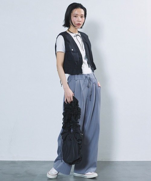 ベスト ジレ Firsthand/ファーストハンド Reポリエステル ギャザーショートジレ / ベスト レディース Firsthand ベスト ジレ Firsthand/ファーストハンド Re