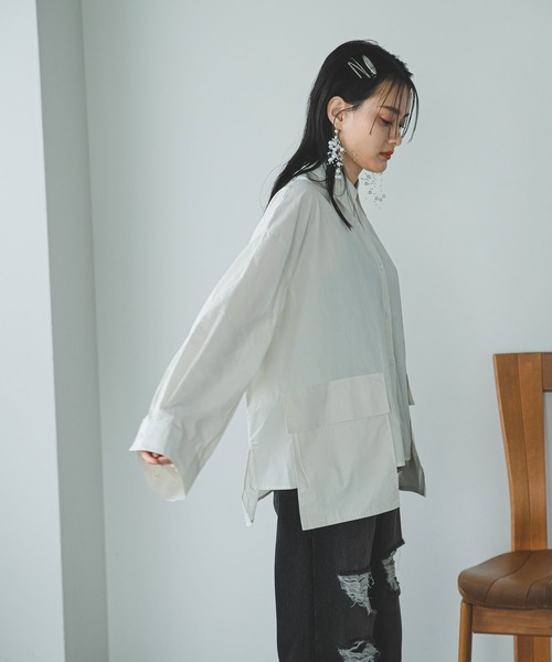 ブラウス シャツ 「サイズ展開」ビッグポケットシャツ レディース bohmal ブラウス シャツ ルーズフィットビッグポケットシャツ