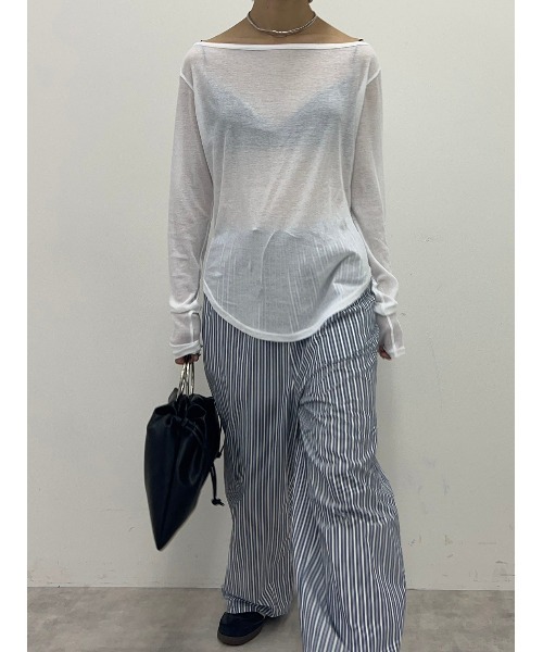 MOUSSY moussy ストライプパンツ 柄ネイビー -ファッション通販