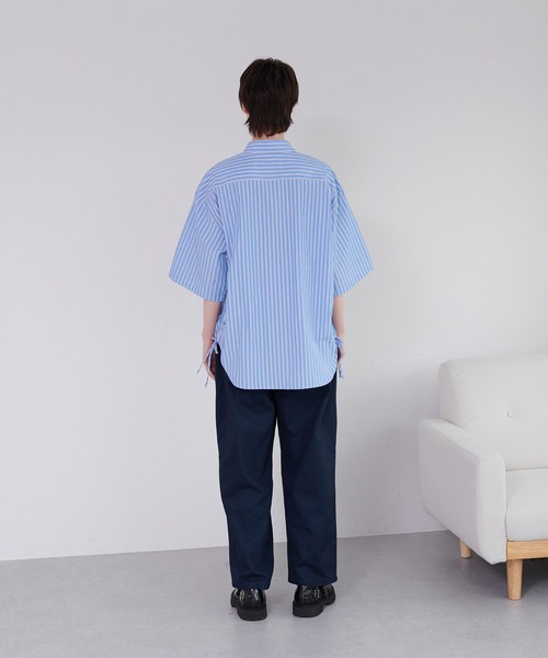 ONCILY（オンシェリー） シャツ 半袖 HEART EMBROIDERY STRIPE SHIRT