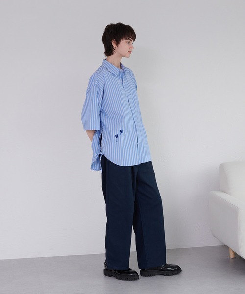 ONCILY（オンシェリー） シャツ HEART EMBROIDERY STRIPE SHIRT