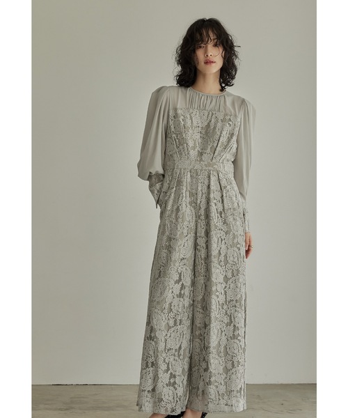 ★新品★niana 袖レースオールインワンワイドパンツ結婚式 お呼ばれ 二次会 niana ニアナ 結婚式 オールインワン パーティードレス ワイド
