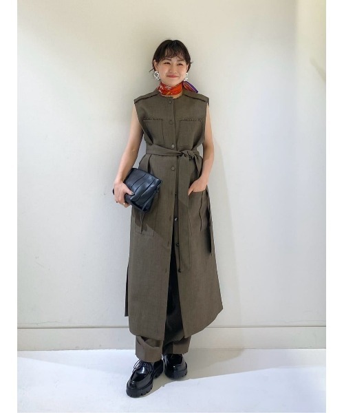 allureville パンツ メランジミニヘリンボンテーパード レディース  