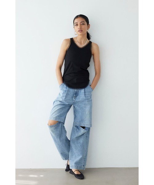 ALEXIA STAM タンクトップ ノースリーブ Sheer Layered Tank Top