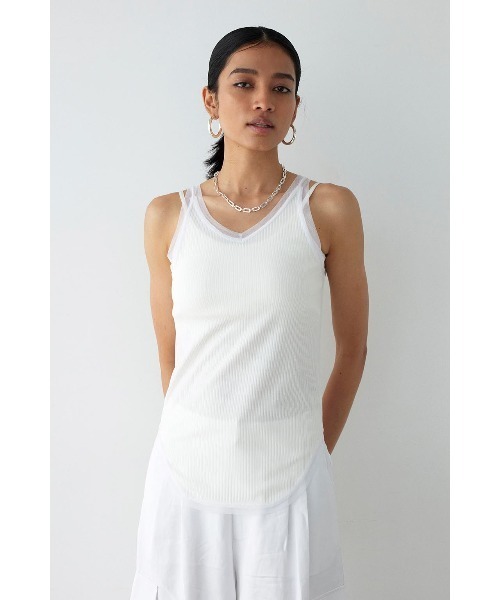ALEXIA STAM タンクトップ ノースリーブ Sheer Layered Tank Top