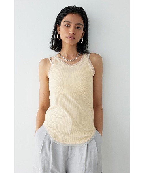 ALEXIA STAM タンクトップ ノースリーブ Sheer Layered Tank Top