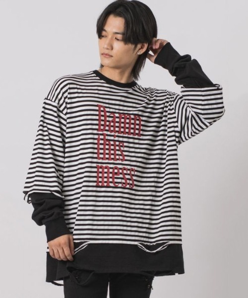 RE730 tシャツ 「RE730」ビッグシルエットフェイクレイヤードロンT