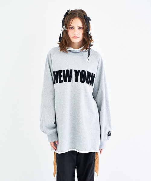 トレーナー スウェット ハイネック“NY”刺繍スウェットプルオーバー レディース トレーナー スウェット ハイネック“NY”刺繍スウェットプル