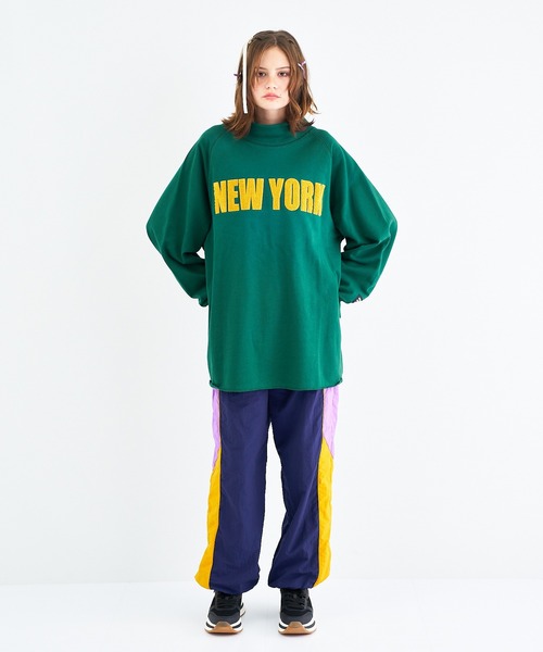 トレーナー スウェット ハイネック“NY”刺繍スウェットプル