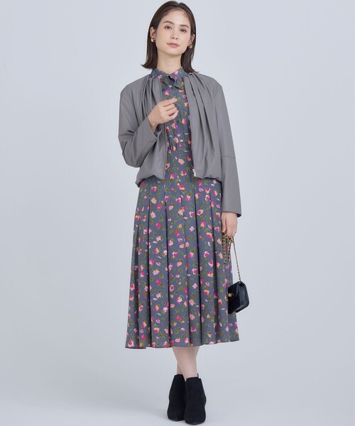 24SS✨クミキョク カッティングローズプリント ワンピース 大きいサイズ7 組曲（KUMIKYOKU） ワンピース カッティングローズプリント ワンピース