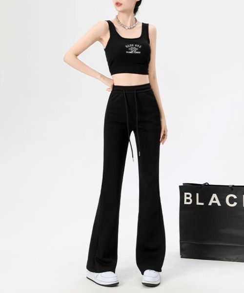 【Magda Butrym】 High-riseジャージフレアパンツ High-rise jersey flared pants in black - Magda Butrym