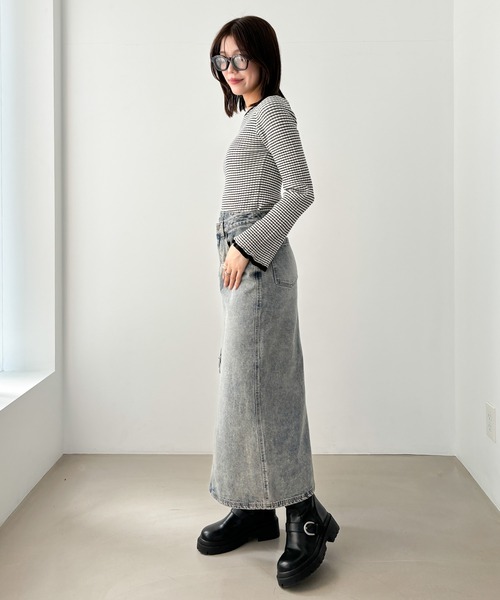 新品未使用　DEUXIEME CLASSE Denimスリットロングスカート Heather デニムスカート Denimスリットロングスカート2 145373