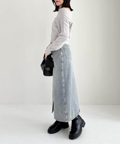 新品未使用　DEUXIEME CLASSE Denimスリットロングスカート Heather デニムスカート Denimスリットロングスカート2 145373