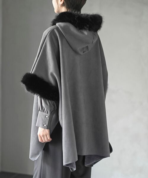 r・p・s（アールピーエス） ポンチョ フェイクファーポンチョコート