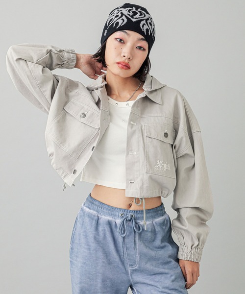 X-girl ショート丈 アウター X-girl ブルゾン アウター 2WAY CROPPED JACKET レディース