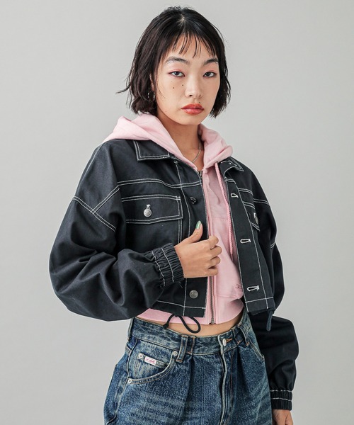 X-girl（エックスガール） ブルゾン アウター 2WAY CROPPED JACKET